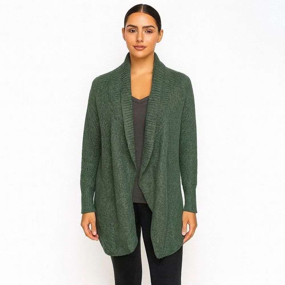 Steve Madden Solid dark Green Heavy Weight Thick Open Cardigan fuzzy size M